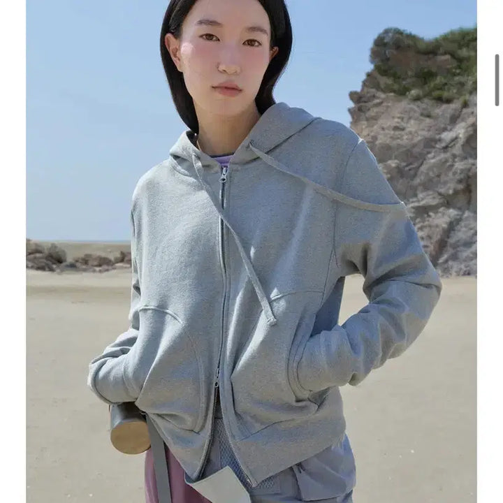 [BUNJANG] Movewarm Melange Gray Hoodie Zip-up / 무브웜 후드집업