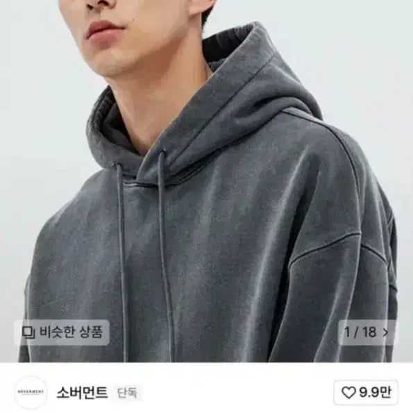 [BUNJANG] SoVMENT 980G Charcoal Hoodie / 소버먼트 980G 후드 차콜