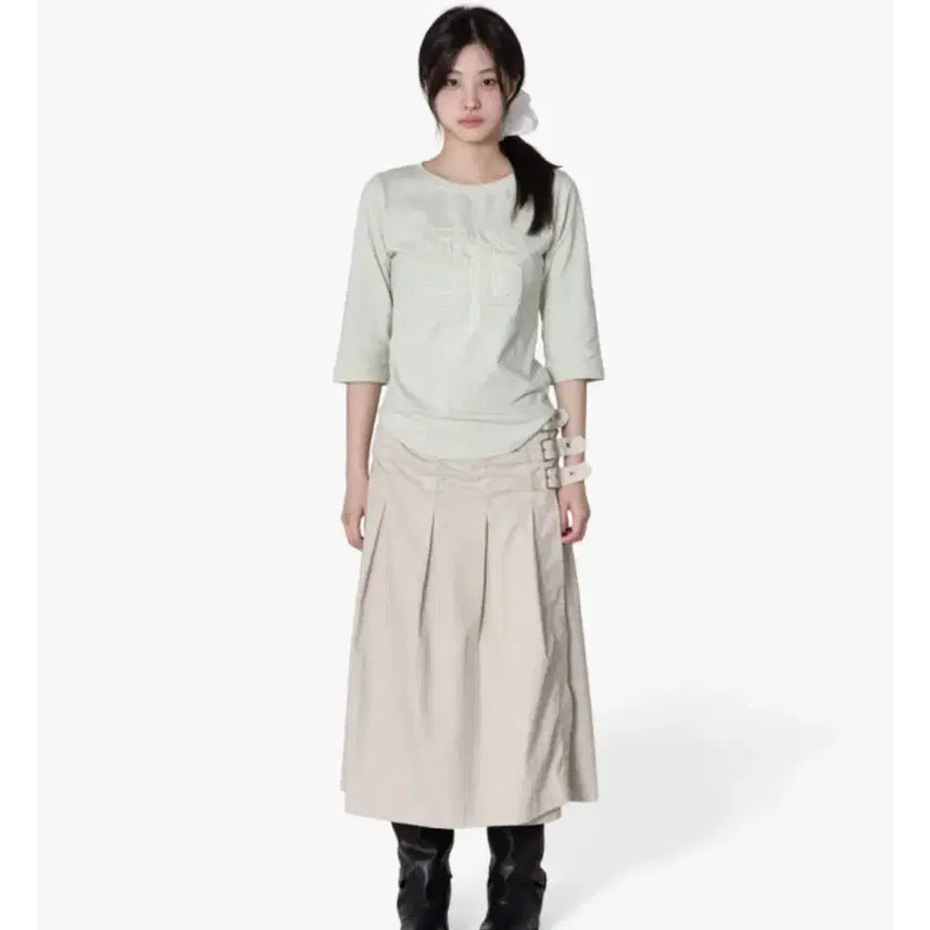 [BUNJANG] ESSAY Pleated Buckle Long Skirt / 에쎄이 / 플리츠 버클 롱스커트