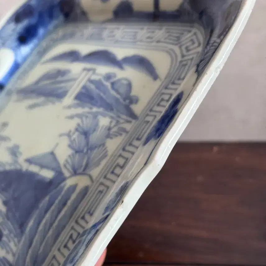 [BUNJANG] Antique Blue and White Porcelain Landscape Plate / 골동품 청화백자 산수문 접시 호승