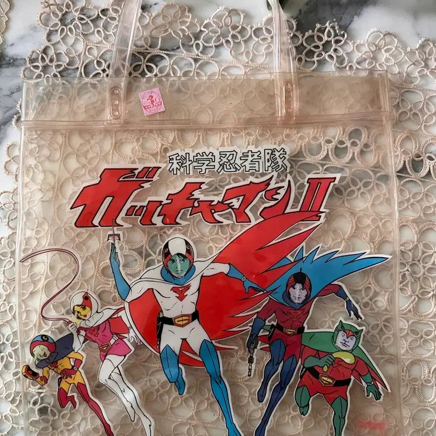 [BUNJANG] Science Ninja Team Gatchaman Vintage Vinyl Bag / 일본 고전 빈티지 과학 닌자대 독수리 오형제 비닐 백