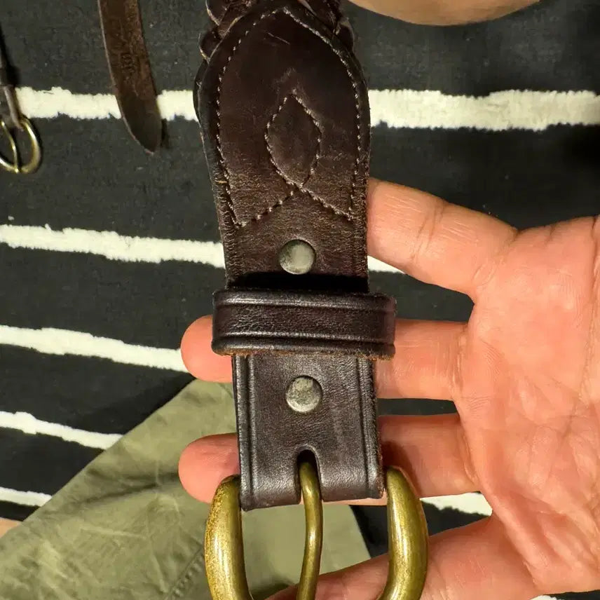 [BUNJANG] RRL Braided Leather Belt Dark Brown (Size 32) / 더블알엘, 브레이디드 레더 벨트, 32 size(dark brown)