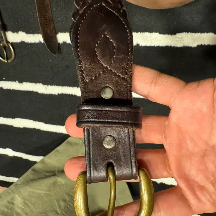 [BUNJANG] RRL Braided Leather Belt Dark Brown (Size 32) / 더블알엘, 브레이디드 레더 벨트, 32 size(dark brown)