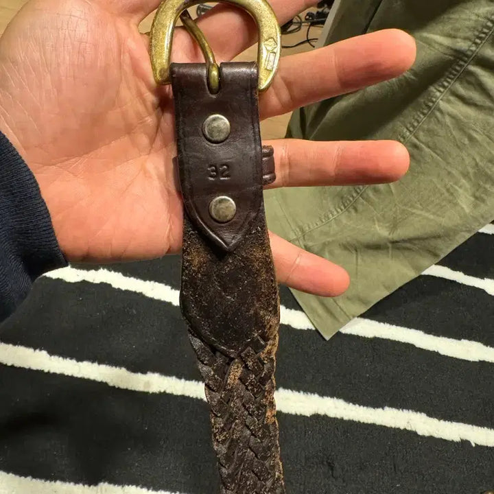 [BUNJANG] RRL Braided Leather Belt Dark Brown (Size 32) / 더블알엘, 브레이디드 레더 벨트, 32 size(dark brown)