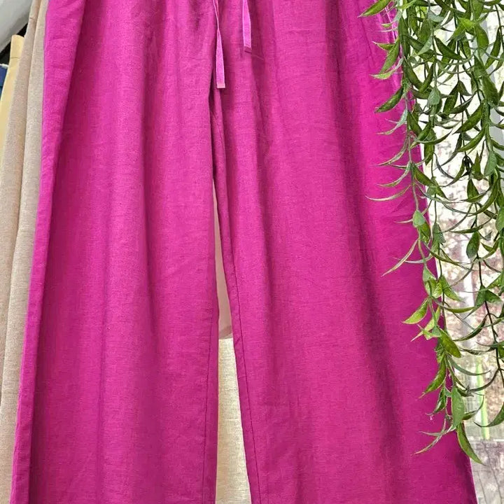 [SOLD OUT] [새상품]핫핑크 린넨/마 와이드 팬츠(77~)