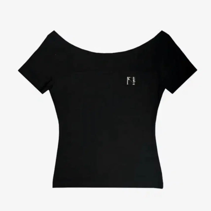 [BUNJANG] Newallin Emblem Boat Neck T-Shirt / 뉴얼린 앰블럼 보트넥 반팔티 블랙