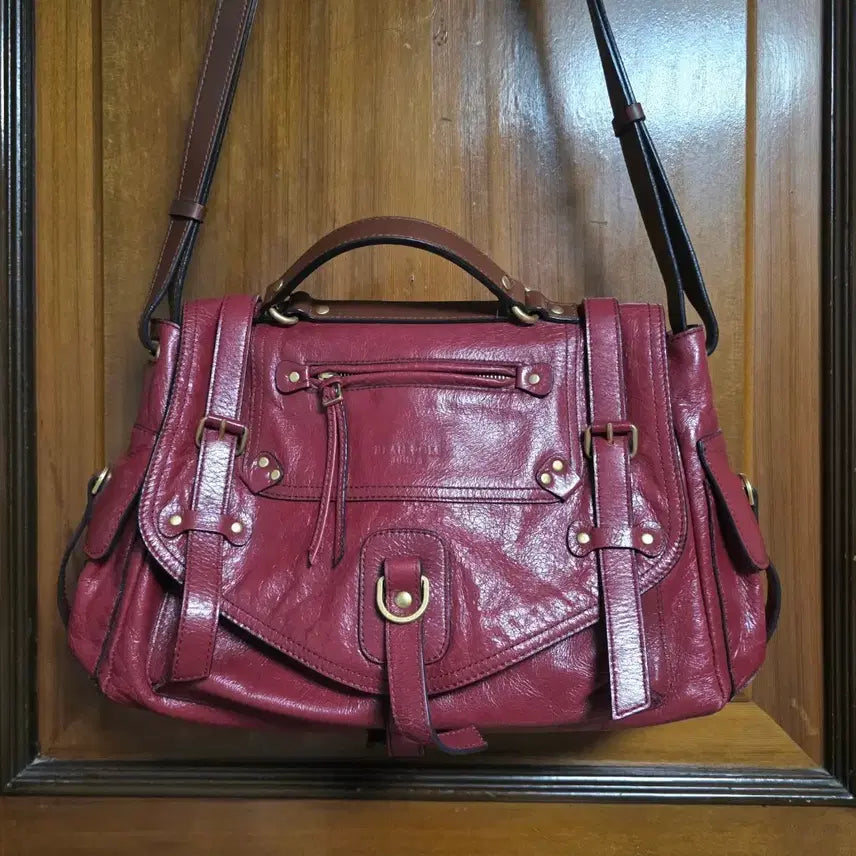 [BUNJANG] Beanpole x Juun.J Limited Edition Wine Leather Shoulder Bag / 빈폴 x 준지 숄더백 한정판 와인 가죽 가방 크로스백 핸드백 무신사