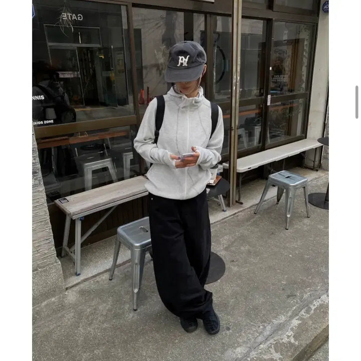 [SOLD OUT] 에이블리 문즈 스틱 절개 후드집업 백메란지