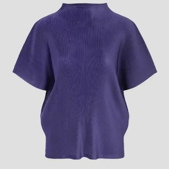 [BUNJANG] Issey Miyake Pleats Please High Neck Short Sleeve Mist Top Dark Blue Size 3 / 이세이미야케 플리츠플리즈 탑 하이넥 반소매 미스트 탑 다크블루 3사이즈