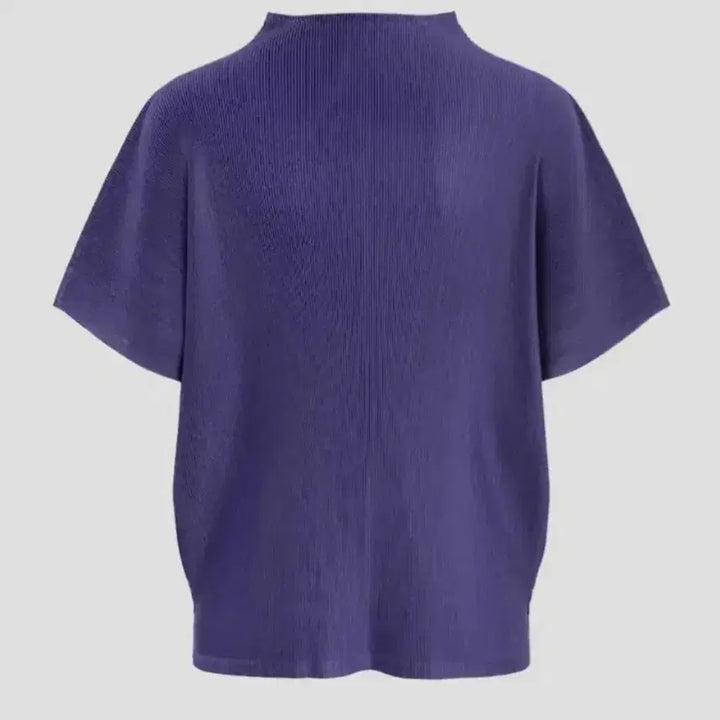 [BUNJANG] Issey Miyake Pleats Please High Neck Short Sleeve Mist Top Dark Blue Size 3 / 이세이미야케 플리츠플리즈 탑 하이넥 반소매 미스트 탑 다크블루 3사이즈