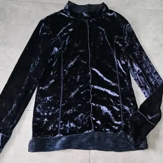 [BUNJANG] Burudamun Velvet Long-Sleeve Mock Neck T-Shirt / 부르다문 벨벳 긴팔 반목 티셔츠