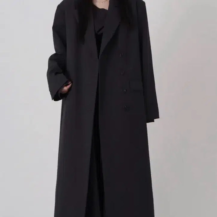 [BUNJANG] Trimming Bird Peaked Lapel Maxi Coat - Black / 트리밍버드 Peaked Lapel Maxi Coat [ Black ]