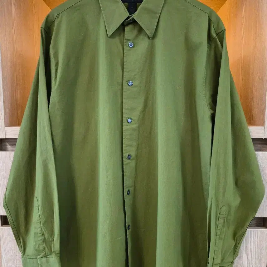 [BUNJANG] Express Oversized Stretch Cotton Shirt Olive Green XL / Express Oversized Cotton Shirt (XL)