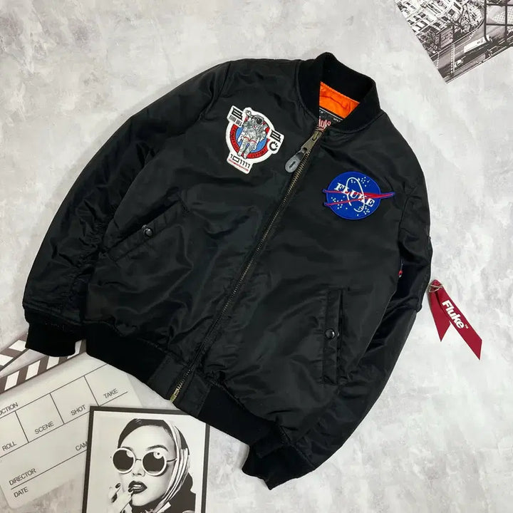 [BUNJANG] Fluke MA-1 Black Bomber Jacket / 플루크 MA-1자켓 블랙 항공점퍼