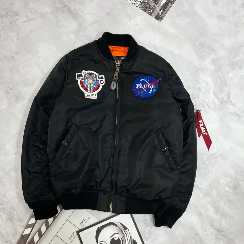 [BUNJANG] Fluke MA-1 Black Bomber Jacket / 플루크 MA-1자켓 블랙 항공점퍼