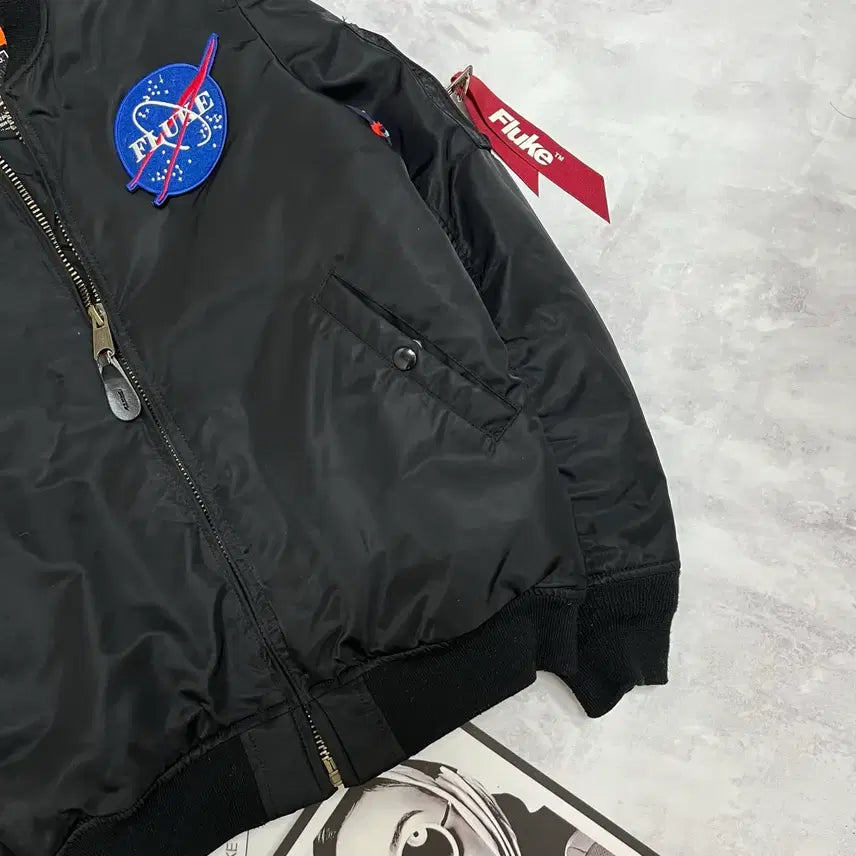 [BUNJANG] Fluke MA-1 Black Bomber Jacket / 플루크 MA-1자켓 블랙 항공점퍼