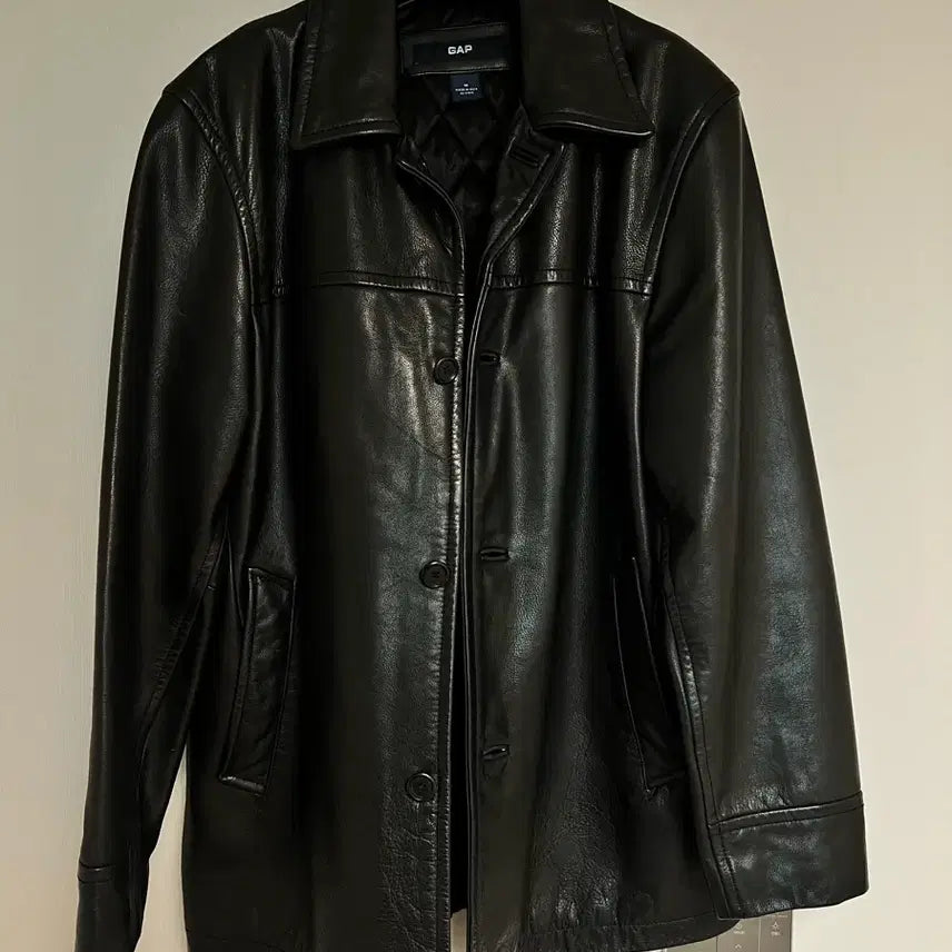 [BUNJANG] Vintage GAP Leather Car Coat Black M / 올드갭 GAP 레더 가죽 카코트 블랙 M