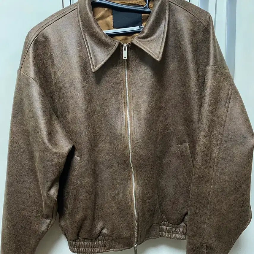 [BUNJANG] Oversized Crop Vegan Leather Jacket / 오버핏 크롭 자켓