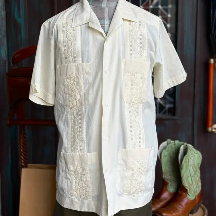 [BUNJANG] Alan Thomas Guayabera Shirt / 80-90s 알란 토마스 구아야베라 셔츠 L