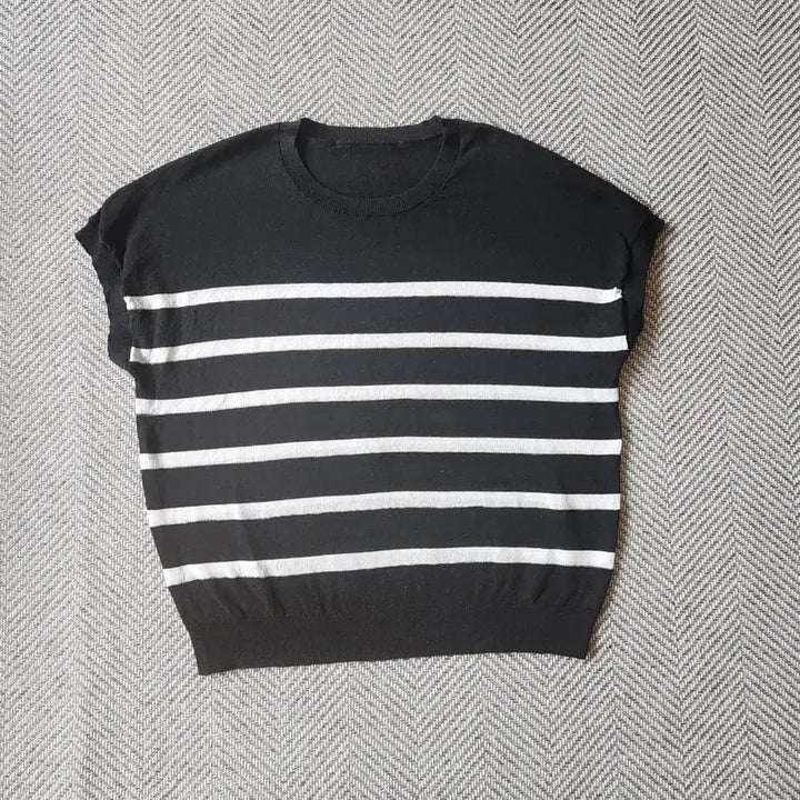 [BUNJANG] S&amp;J Co. Black Stripe Summer Knit Size 100 / 새상품) 블랙 스트라이프 썸머니트 100