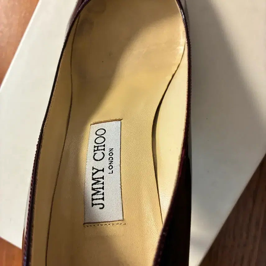 [BUNJANG] Jimmy Choo Burgundy Patent Leather Heels / 지미추 버건디 와인 8cm 힐 37사이즈
