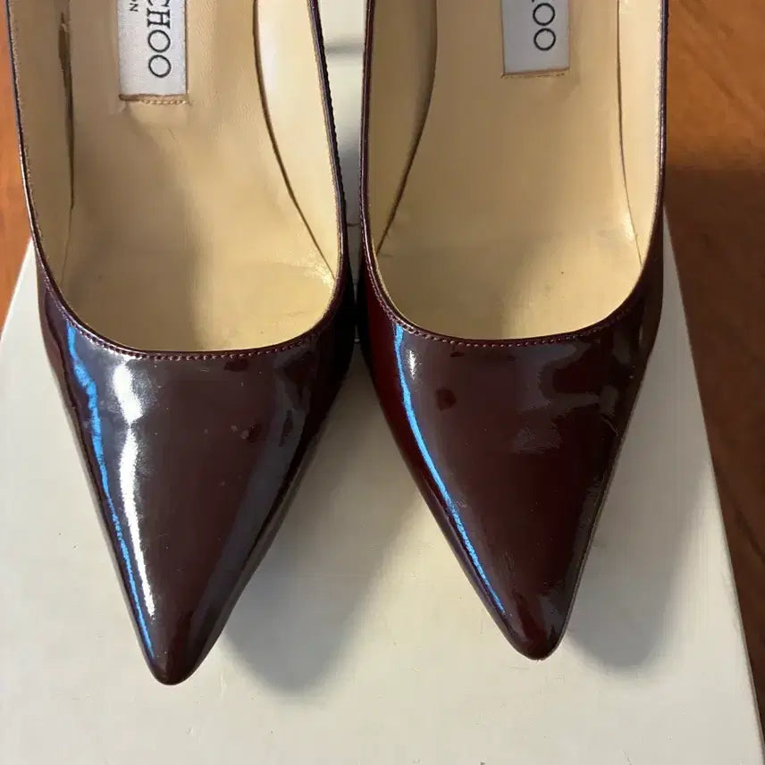 [BUNJANG] Jimmy Choo Burgundy Patent Leather Heels / 지미추 버건디 와인 8cm 힐 37사이즈