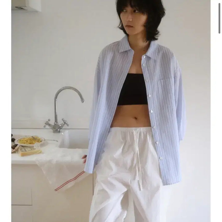 [BUNJANG] MOOR Summer Shirt (Blue Stripe) / 망고매니플리즈 MOOR 무어 썸머 셔츠(블루 스트라이프)