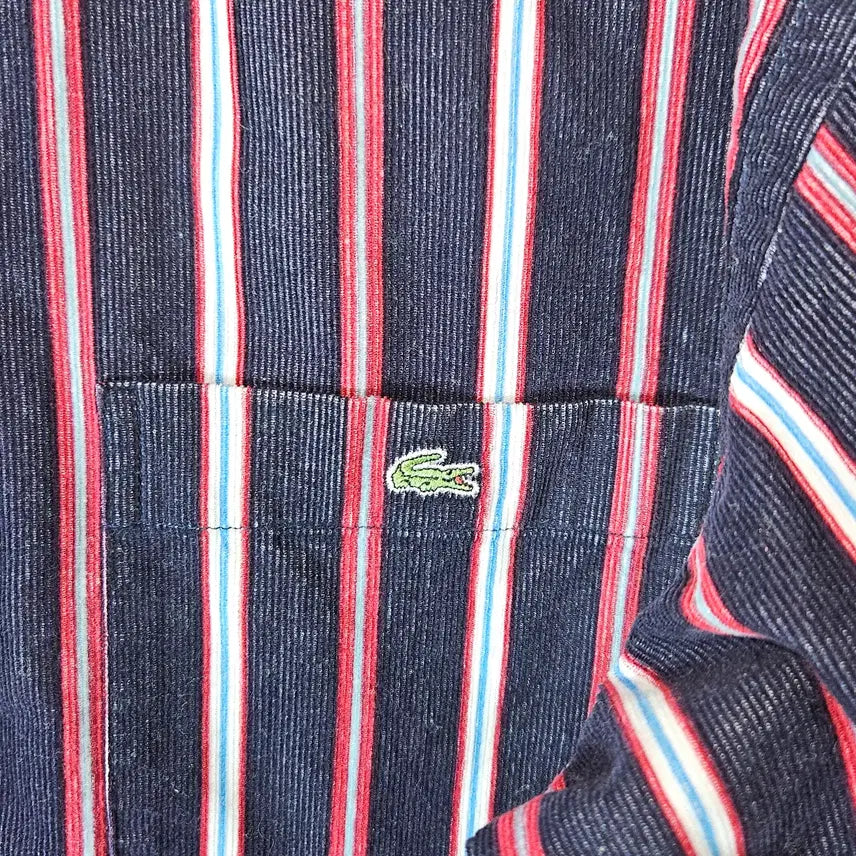 [BUNJANG] Lacoste Striped Suede Shirt Red/Black Men&