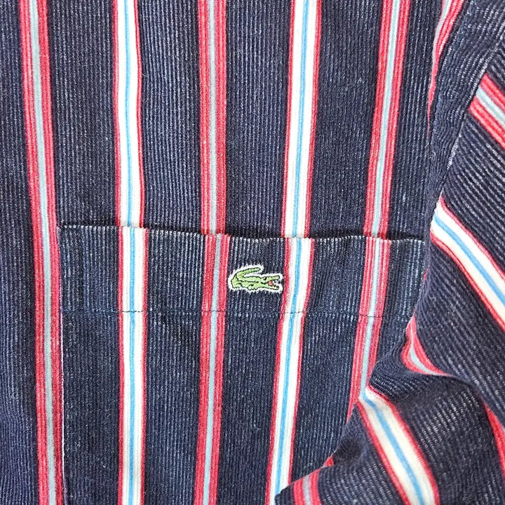 [BUNJANG] Lacoste Striped Suede Shirt Red/Black Men&