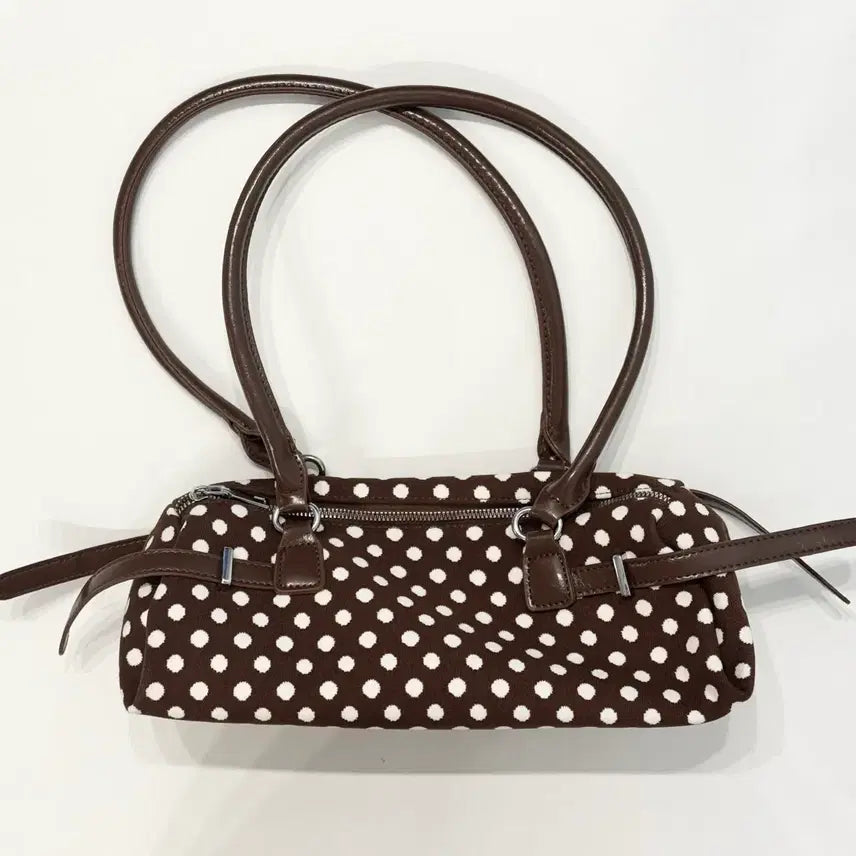 [BUNJANG] Brown Dot Baguette Bag / 브라운 도트 가방 바게트 백