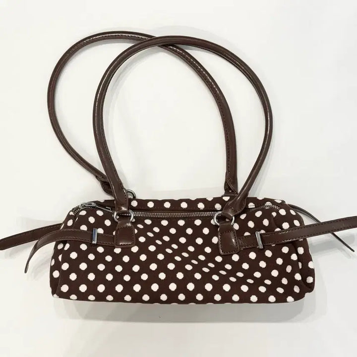 [BUNJANG] Brown Dot Baguette Bag / 브라운 도트 가방 바게트 백