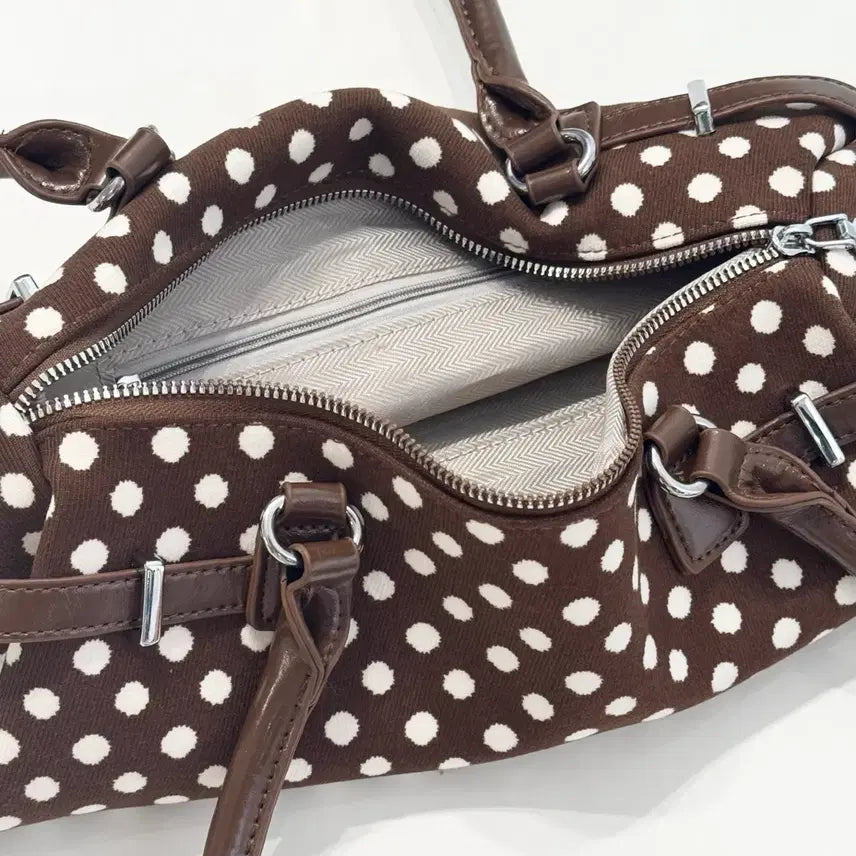 [BUNJANG] Brown Dot Baguette Bag / 브라운 도트 가방 바게트 백