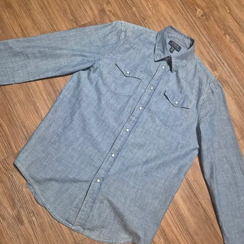 [SOLD OUT] (95)  폴로랄프로렌 샴브레인 투포켓 데님셔츠 보이즈XL