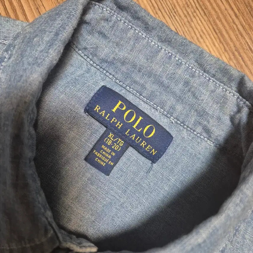 [SOLD OUT] (95)  폴로랄프로렌 샴브레인 투포켓 데님셔츠 보이즈XL