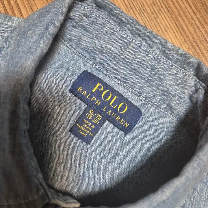 [SOLD OUT] (95)  폴로랄프로렌 샴브레인 투포켓 데님셔츠 보이즈XL