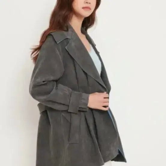 [BUNJANG] Egoist Suede Trench Jacket (Women) 95 / (새상품)에고이스트 스웨이드 트렌치 변형점퍼(여)95
