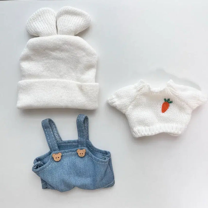 [BUNJANG] 20cm Doll Rabbit Outfit Set / 20cm 인형옷 토끼 세트 멜빵 바지