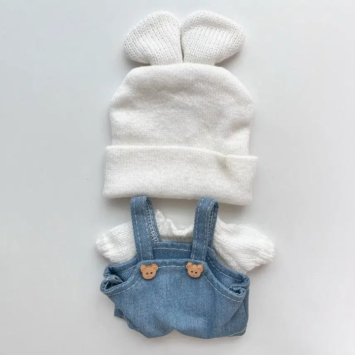 [BUNJANG] 20cm Doll Rabbit Outfit Set / 20cm 인형옷 토끼 세트 멜빵 바지