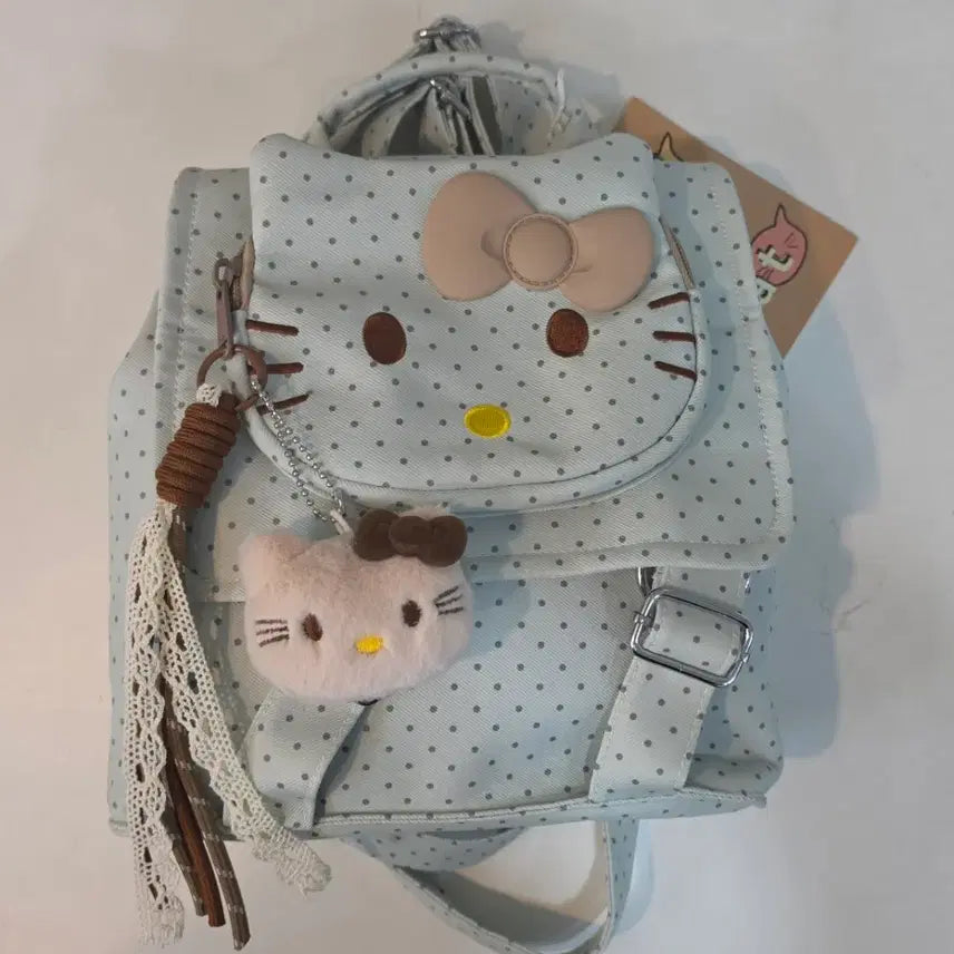 [BUNJANG] Hello Kitty Dot Mini Backpack Mint / 헬로키티 도트 미니 백팩 민트색(하늘색)