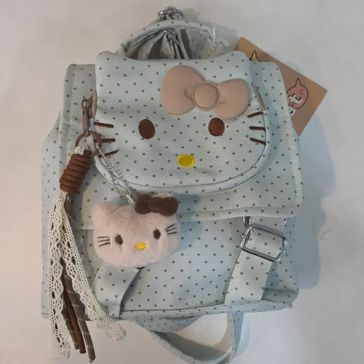 [BUNJANG] Hello Kitty Dot Mini Backpack Mint / 헬로키티 도트 미니 백팩 민트색(하늘색)