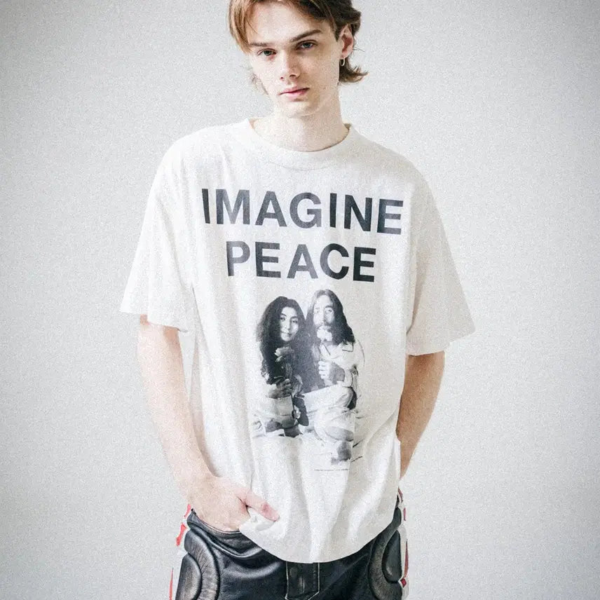 [BUNJANG] Saint Michael x John Lennon Imagine Peace Short Sleeve T-Shirt White / [새상품/L] 세인트미카엘 X 존 레논 피스 반팔티셔츠 화이트