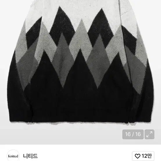 [BUNJANG] NITTED Bulky Brush Argyle Knit Sweater (Black) / 니티드 벌키 브러쉬 아가일 니트 BLACK