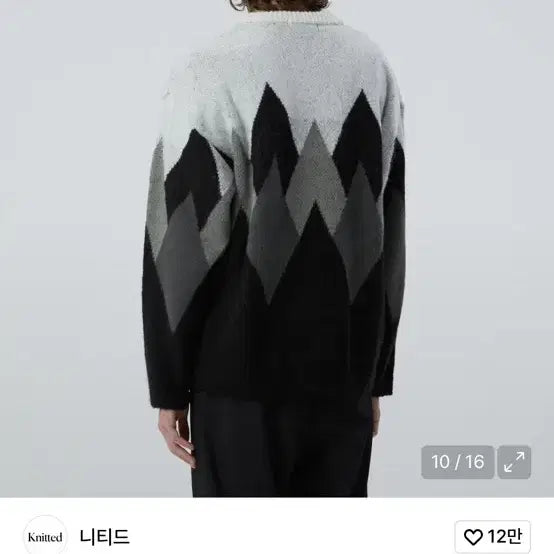 [BUNJANG] NITTED Bulky Brush Argyle Knit Sweater (Black) / 니티드 벌키 브러쉬 아가일 니트 BLACK