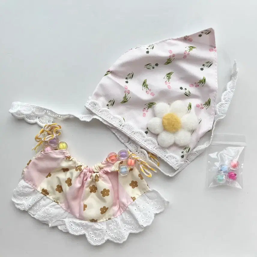 [BUNJANG] 20cm Doll Lace Bonnet &amp; Skirt Set / 20cm 인형옷 레이스 모자