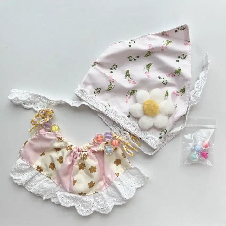 [BUNJANG] 20cm Doll Lace Bonnet &amp; Skirt Set / 20cm 인형옷 레이스 모자