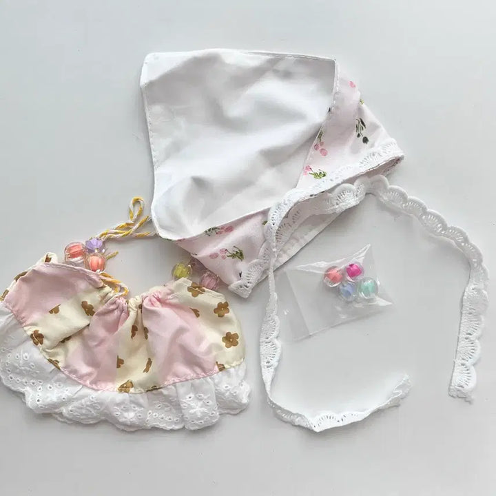 [BUNJANG] 20cm Doll Lace Bonnet &amp; Skirt Set / 20cm 인형옷 레이스 모자