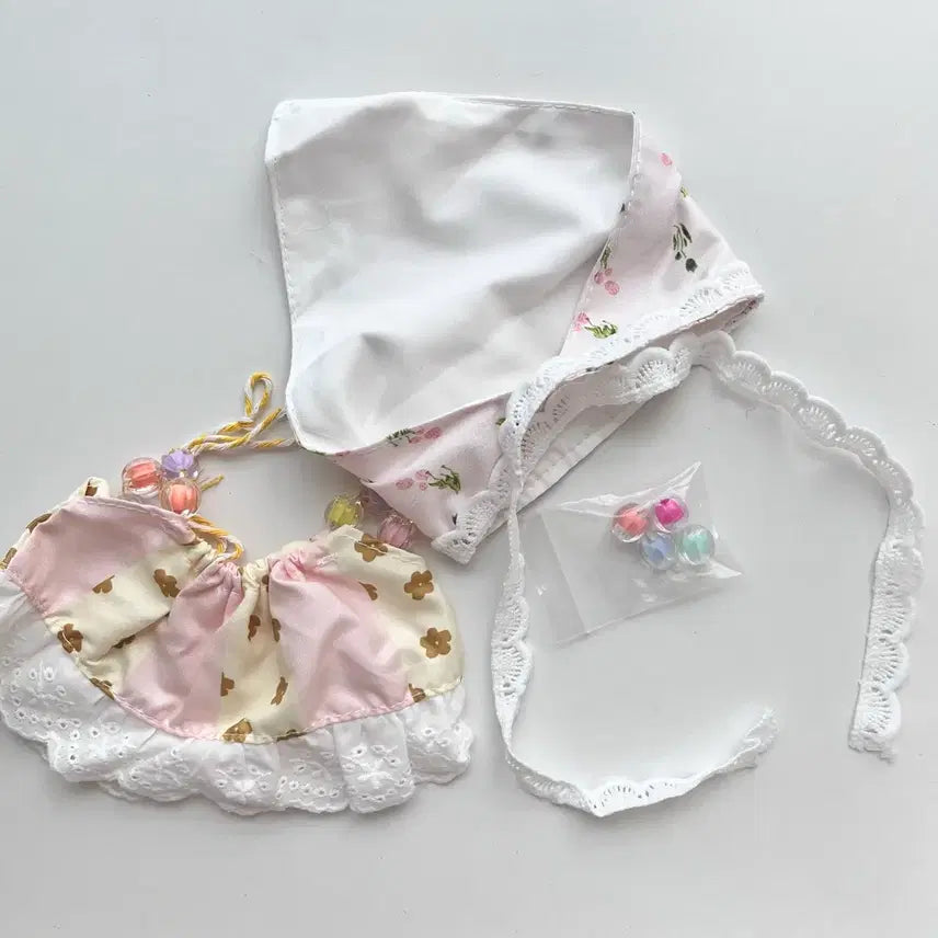 [BUNJANG] 20cm Doll Lace Bonnet &amp; Skirt Set / 20cm 인형옷 레이스 모자