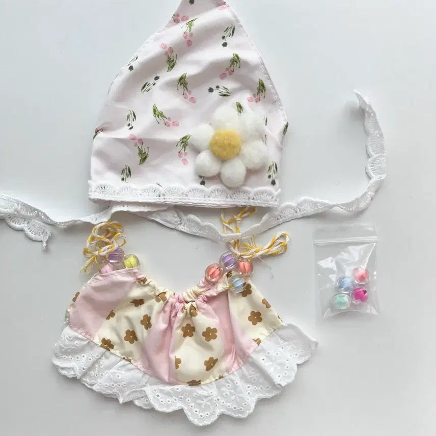 [BUNJANG] 20cm Doll Lace Bonnet &amp; Skirt Set / 20cm 인형옷 레이스 모자