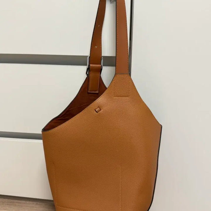 [BUNJANG] Brown Leather Bucket Shoulder Bag / 소가죽 브라운 가방 버킷백 숄더백