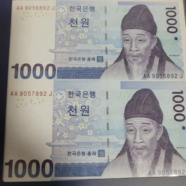 [BUNJANG] Korean Bank Old 10,000 Won Consecutive Notes Set / 한국은행 구권 만원연결권 2장외 덤